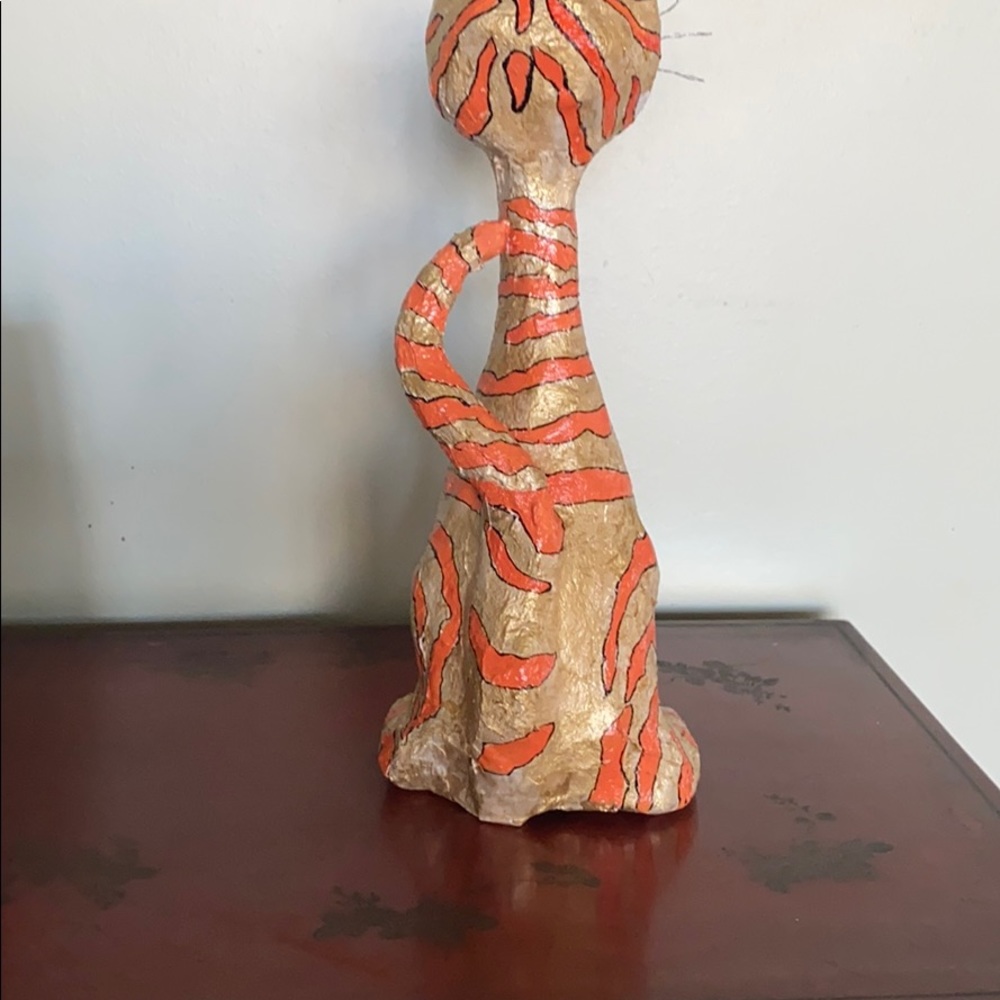 SOLDhandmade Paper Mache Tabby Cat - Picture 4 of 5